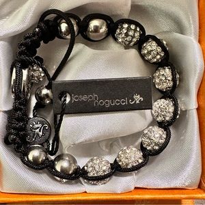 NWT BRACELET New Rare JOSEPH NOGUCCI black cord adjustable bracelet Diamond look